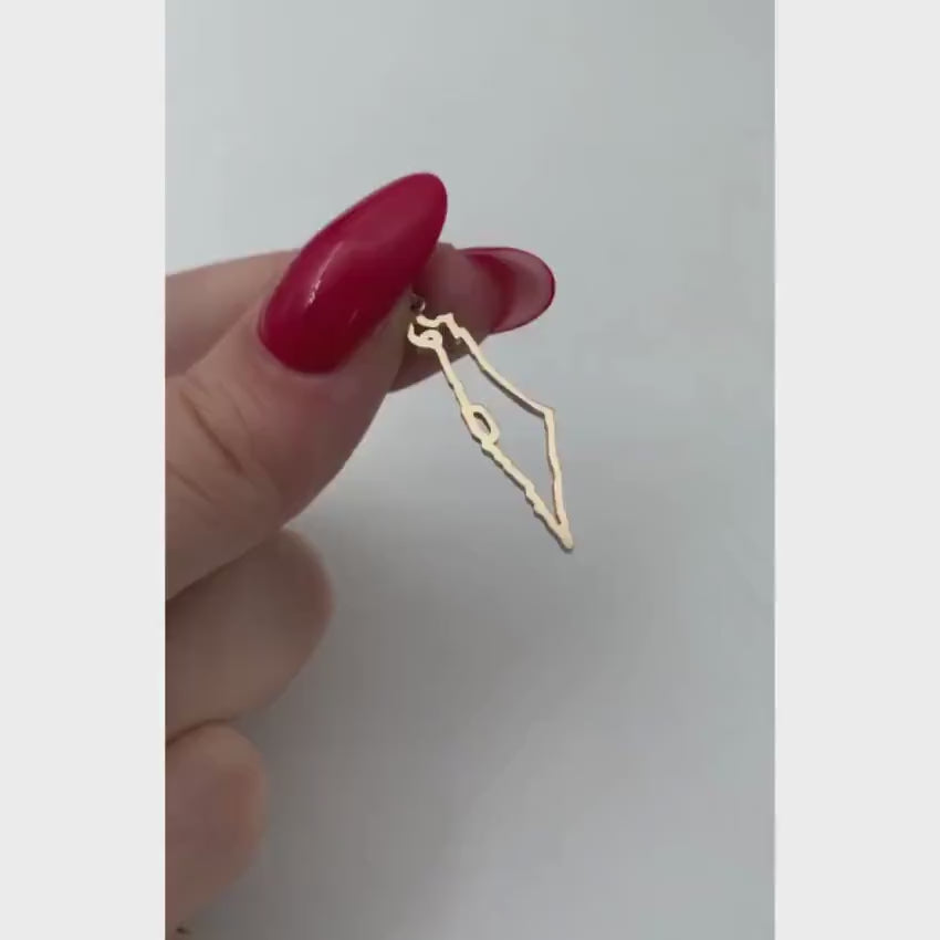 Load video: Outline Map of Israel 14K Gold Pendant