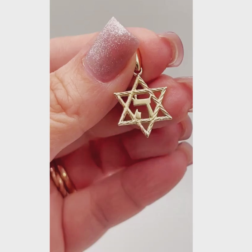 Load video: Star of David Hashem 14K Gold Pendant