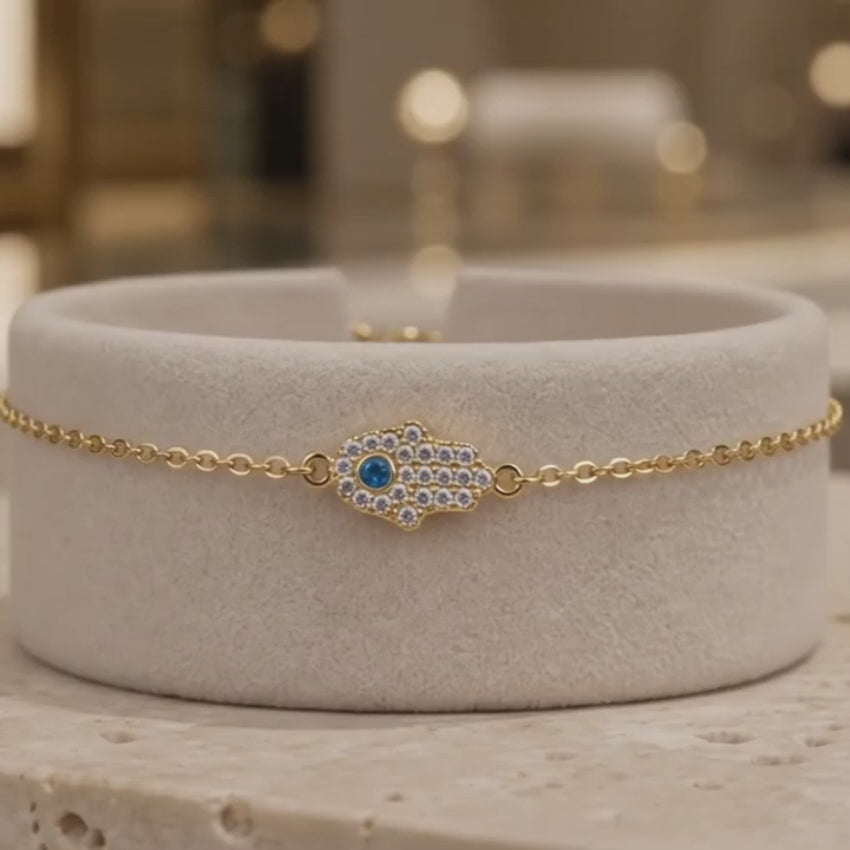 Load video: Aquamarine &amp; Diamond Hamsa Necklace in 14K Gold