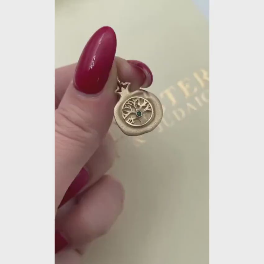 Load video: Birthstone Pomegranate Pendant in 14K Gold - Success and Abundance