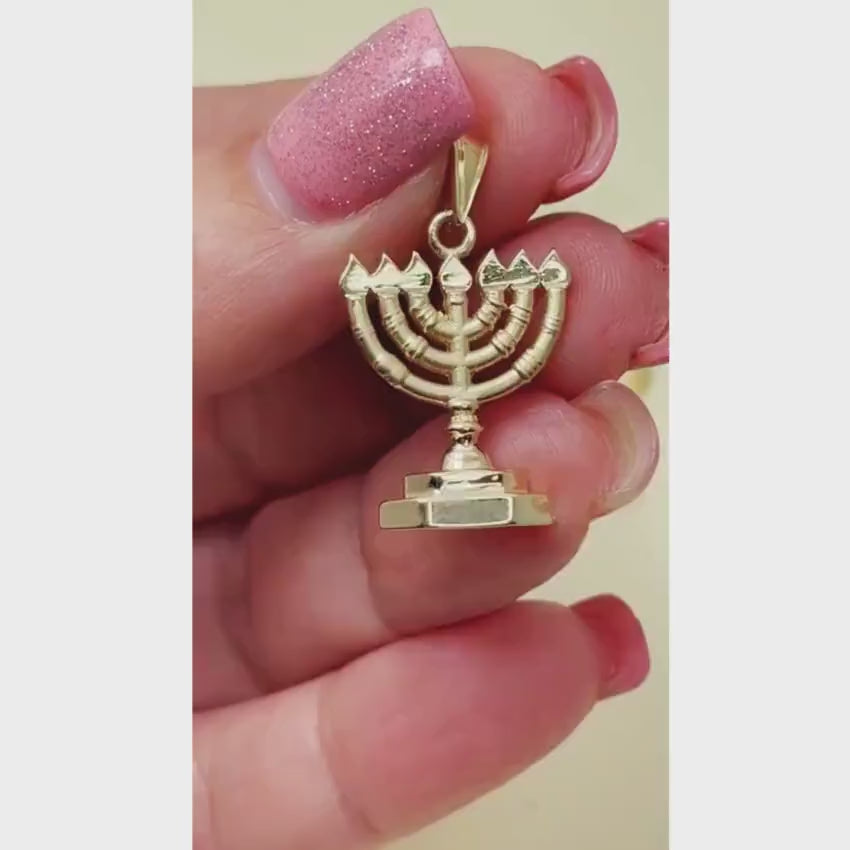 Load video: Menorah Pendant in 14k Gold
