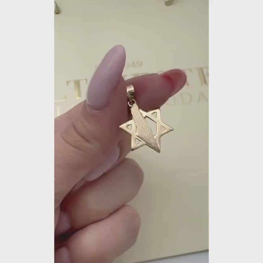 Load video: Star of David with Israel Map in 14K Gold Pendant