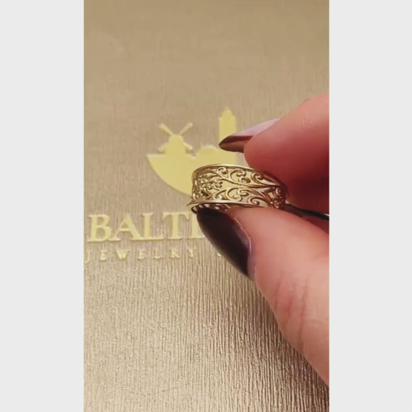 Load video: 14K Gold Yemenite Filigree Ring