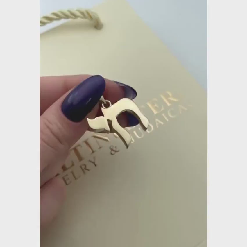 Load video: Chai Pendant in 14K Gold / Necklace Charm