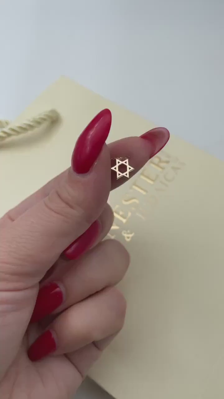 Load video: Star of David Linked Necklace in 14K Gold - Petite