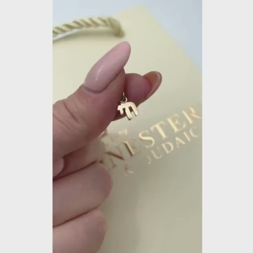 Load video: 14k Gold Miniature Chai Pendant