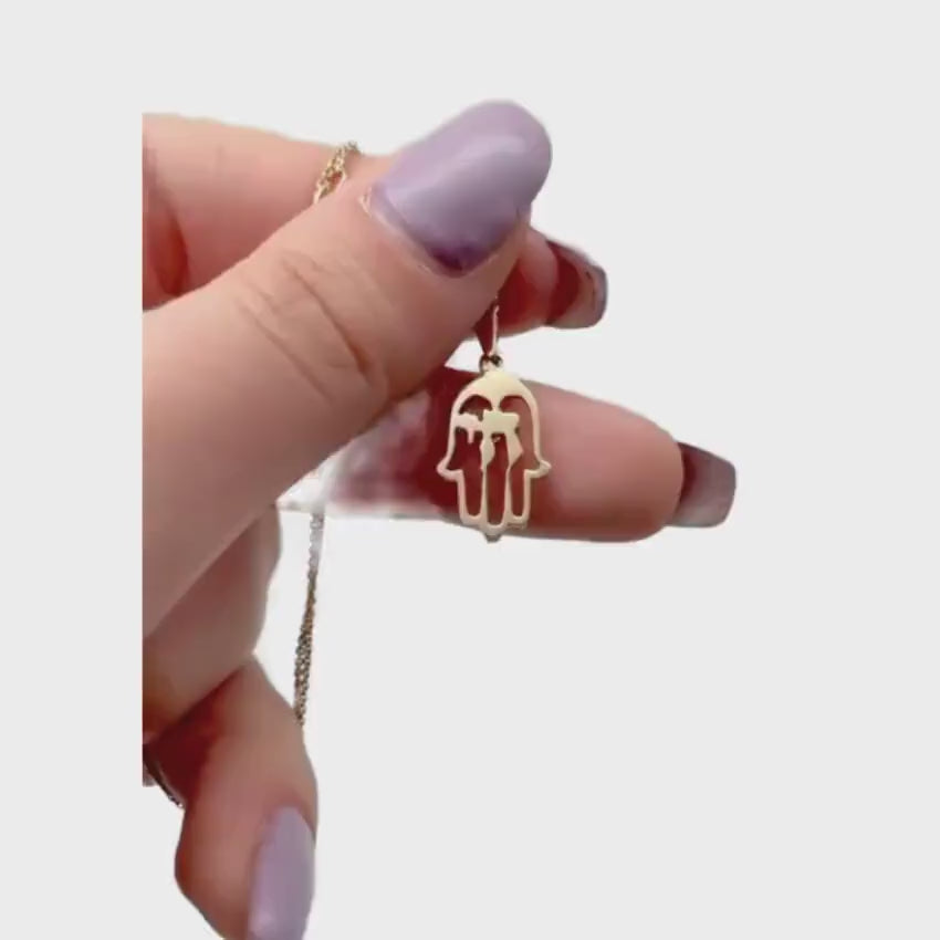 Load video: Chai Hamsa Pendant in 14K Gold