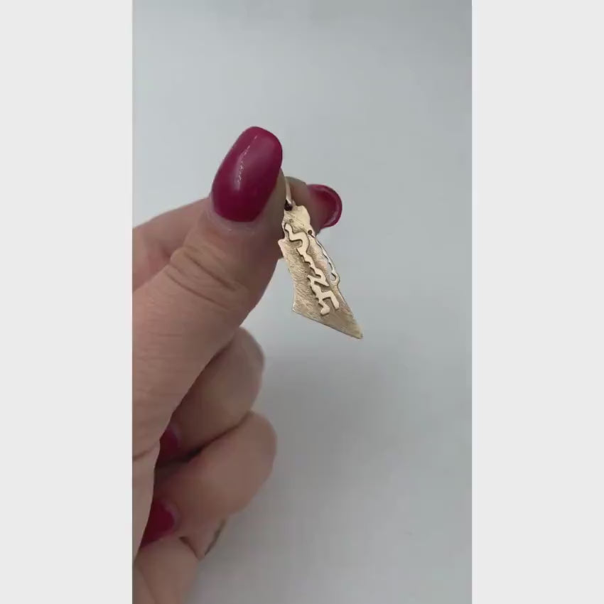 Load video: Map Of Israel Name Pendant in 14k Gold