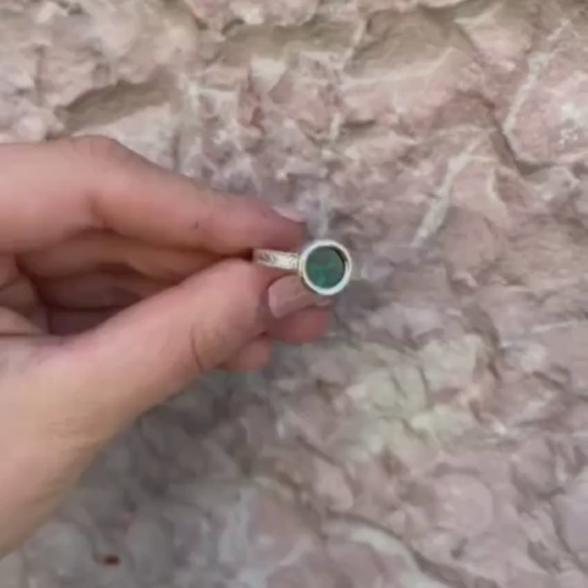 Load video: Silver and Eilat Stone Solar Ring