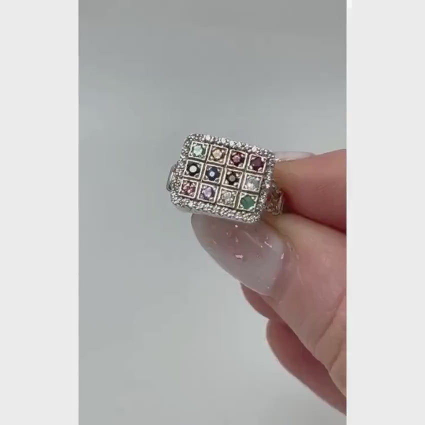 Load video: Sterling Silver Hoshen Square Signet Ring