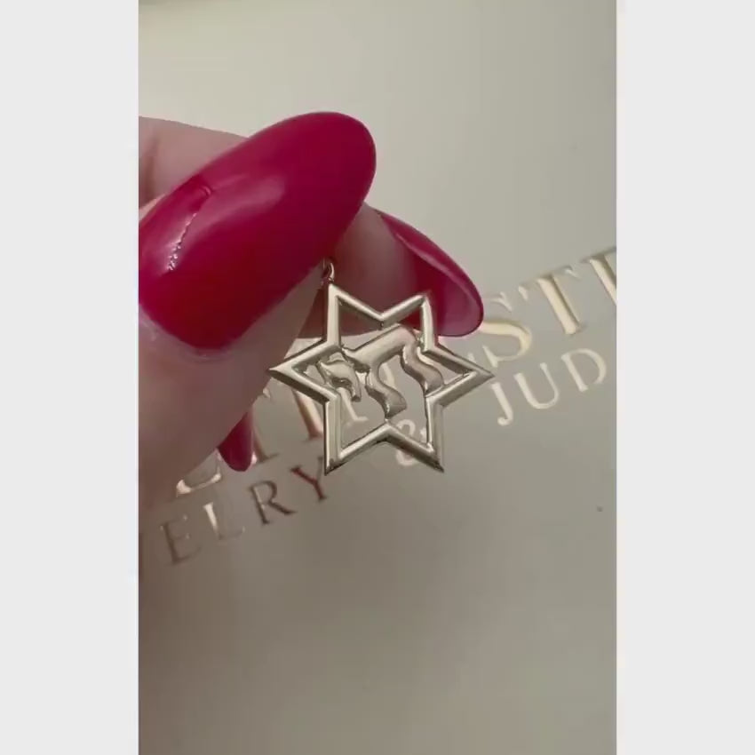 Load video: 14K Gold Chai Star of David Pendant