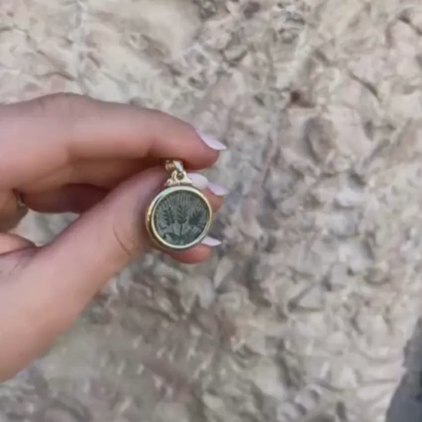 Load video: King Agrippa Ancient Coin Pendant in 14K Gold