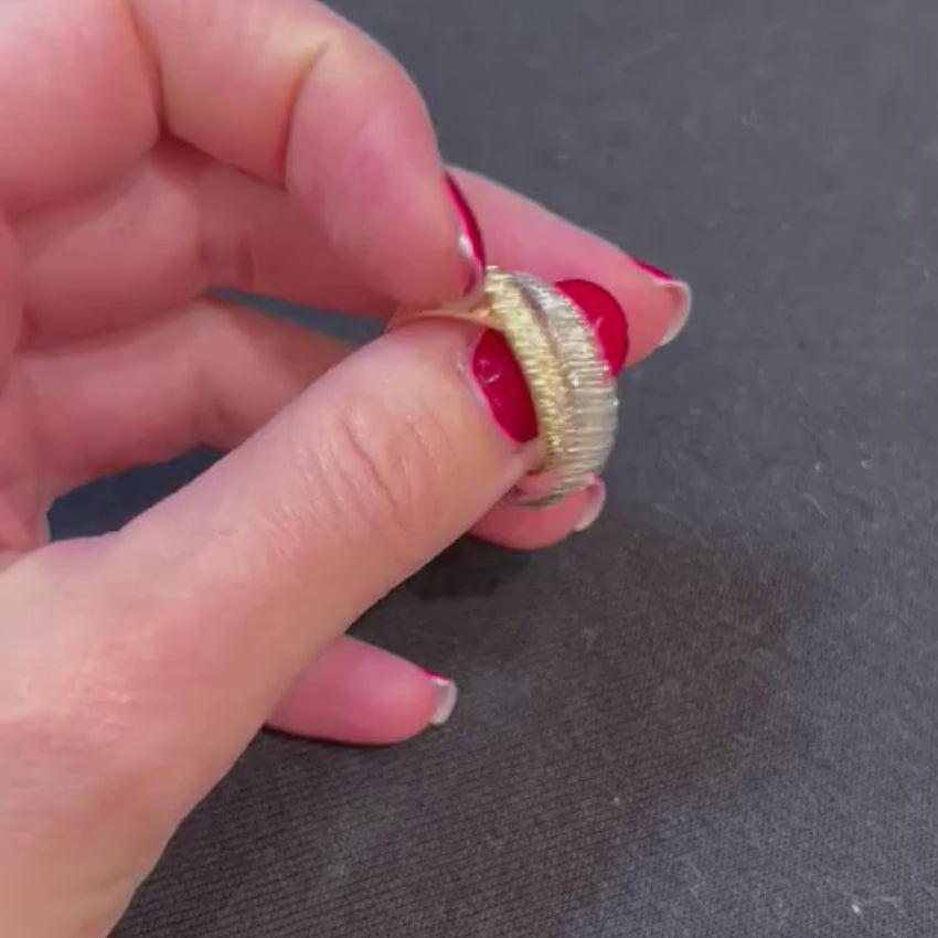 Load video: Diamond Interlocking Rolling Eternity Ring in 14K Tri Color Gold