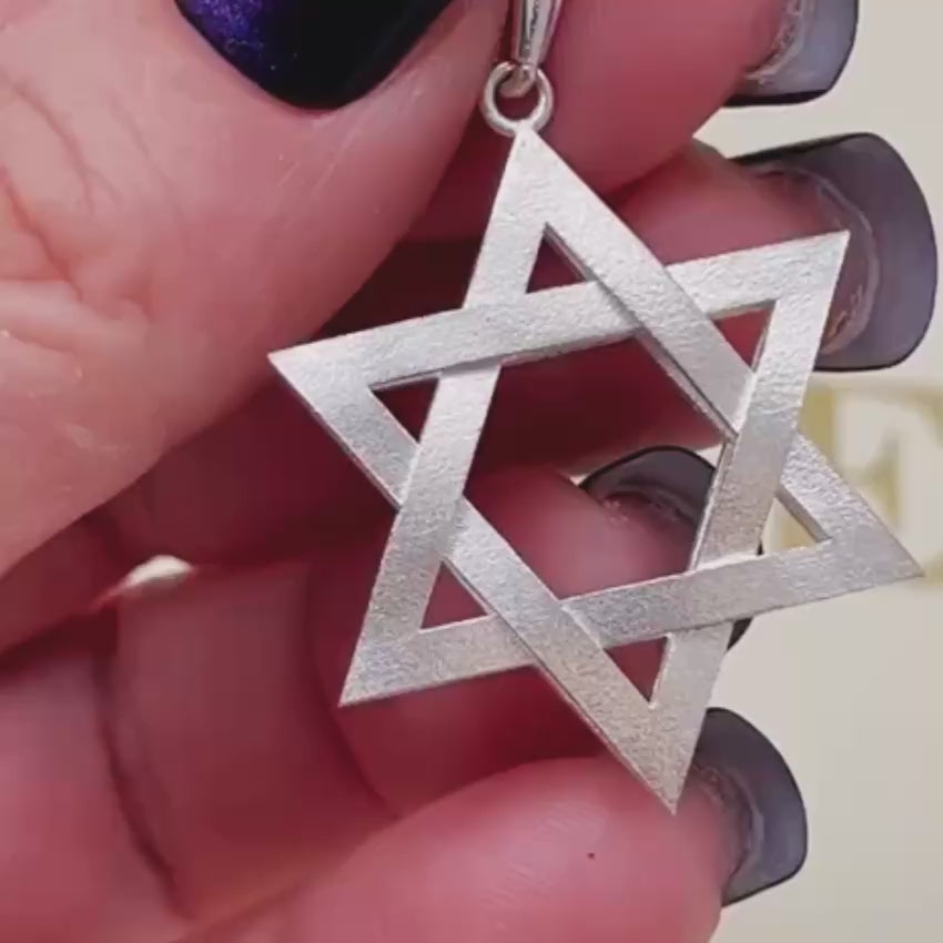 Load video: Sterling Silver 3D Star of David Pendant Magen David Charm