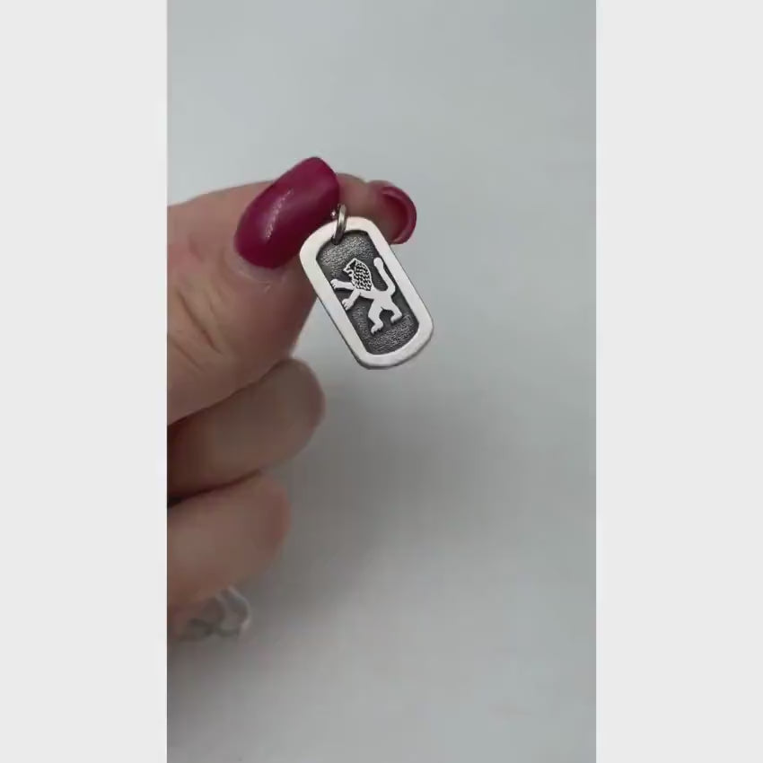 Load video: Oxidized Sterling Silver Lion of Judah Pendant and Chain