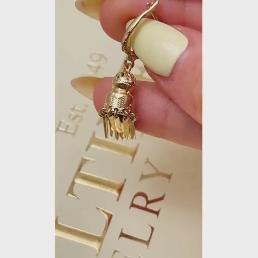Load video: Chandelier Filigree Dangle Earrings in 14K Gold