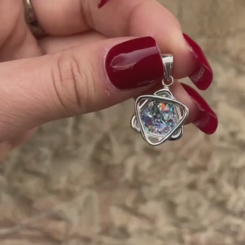 Load video: Sterling Silver Roman Glass Star of David Pendant