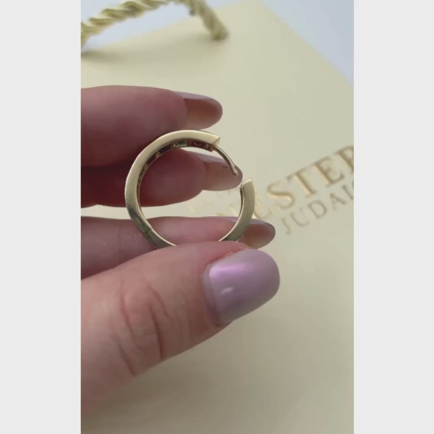 Load video: Colourful Gemstone Gypsy Hoop Earrings in 14k Gold