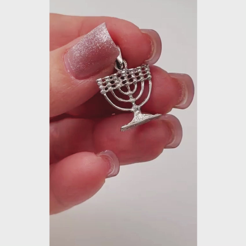 Load video: Menorah Pendant in 14k Gold