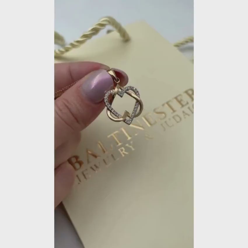 Load video: Intertwined Hearts Star of David Diamond 14K Gold Pendant