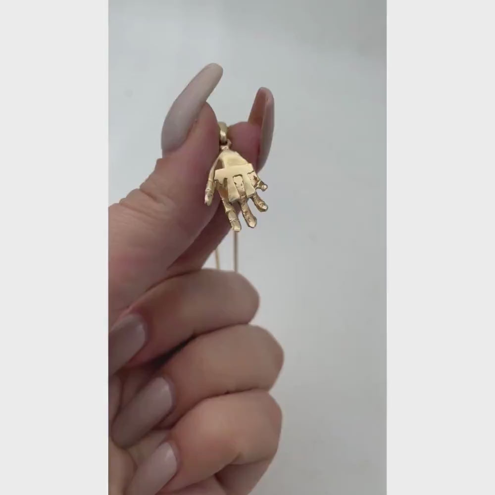 Load video: 3D Hamsa Chai Pendant in 14k Gold