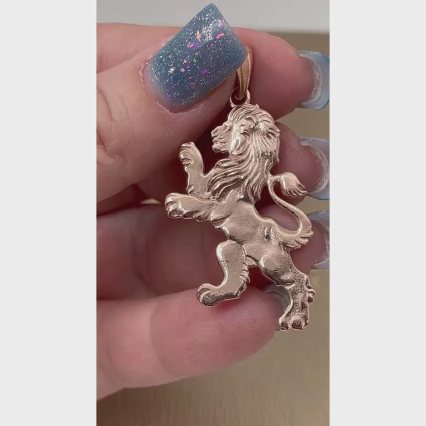 Load video: Large Lion of Judah Pendant in 14K Gold - 2.45"