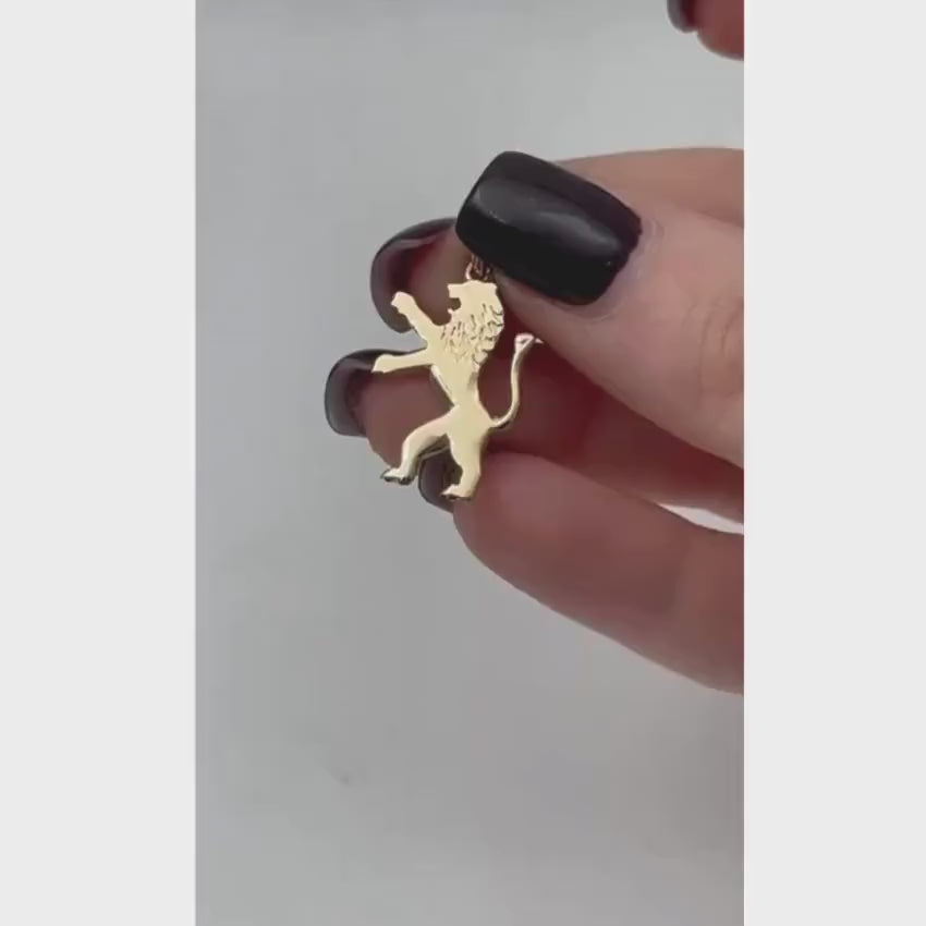 Load video: Lion of Judah 14k Gold Pendant - Small
