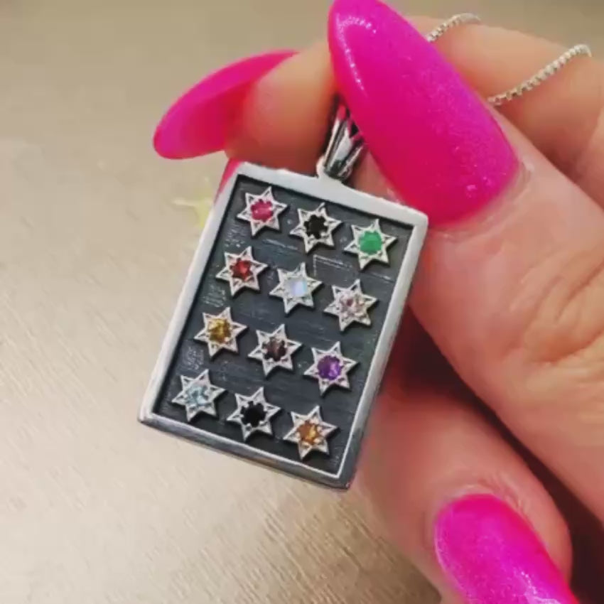 Load video: Sterling Silver Hoshen Breastplate Necklace