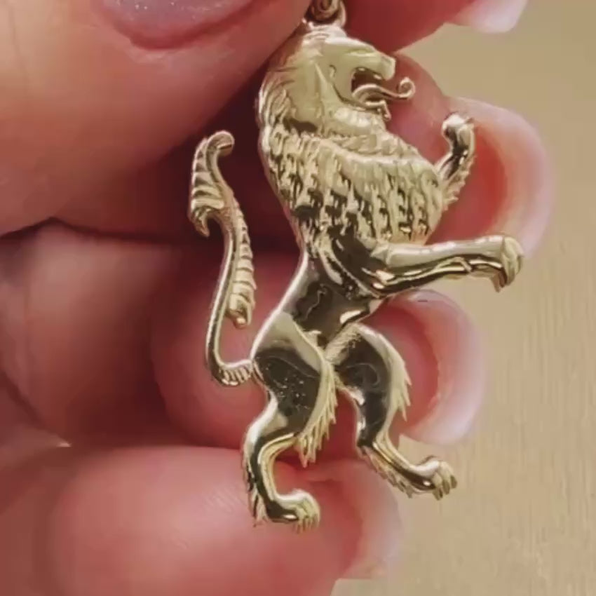 Load video: 14K Gold Lion of Judah Pendant Jewish Heritage &amp; Biblical Charm