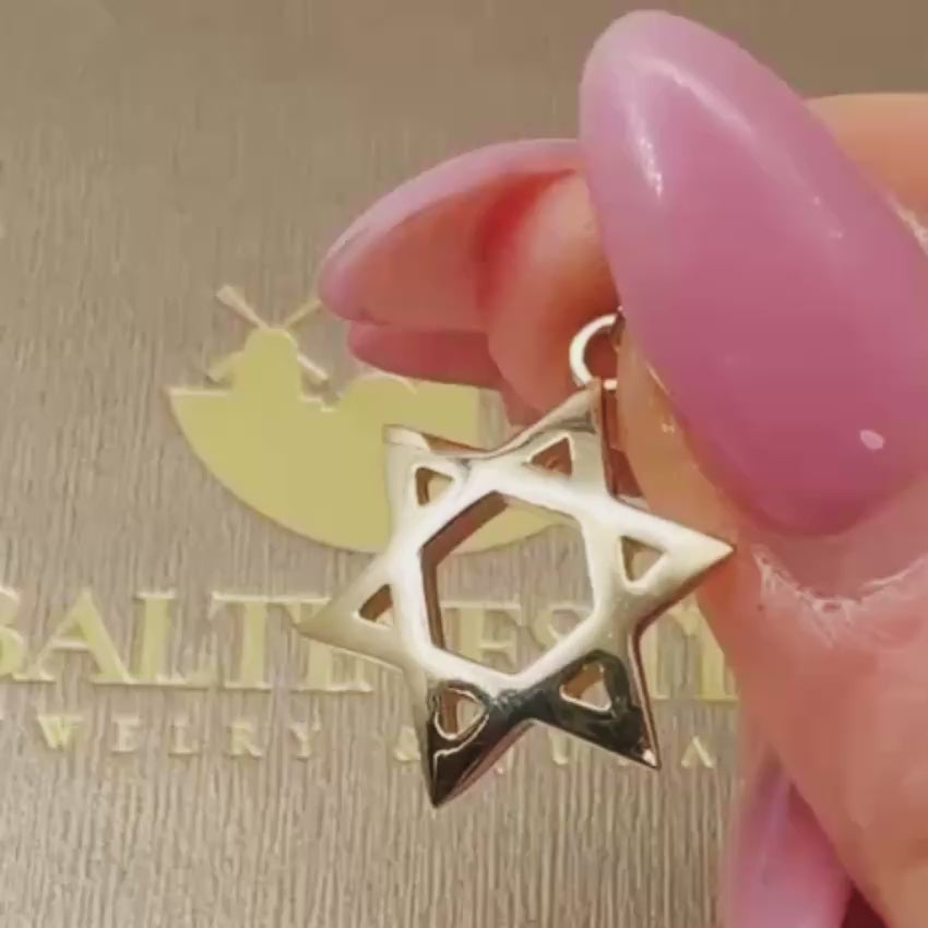 Load video: Domed 14k Gold Star of David Pendant in a Shiny Finish