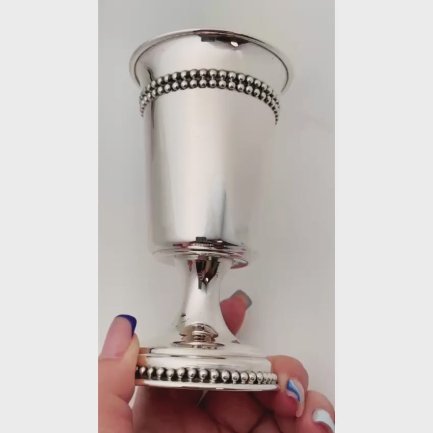 Load video: Zevulen Sterling Silver Kiddush Cup