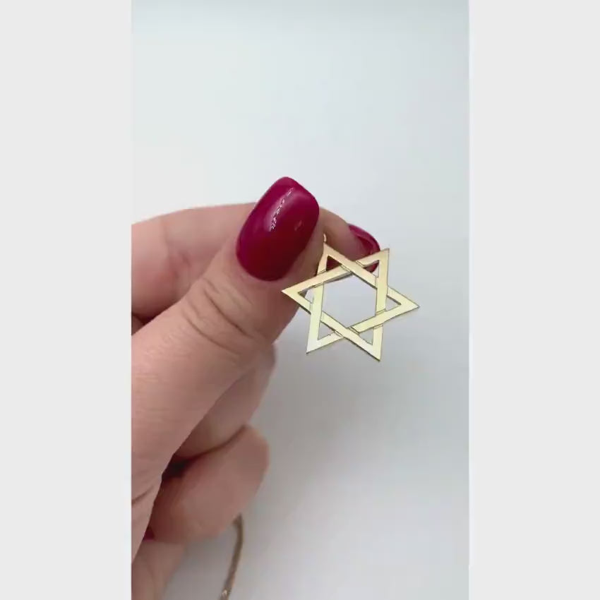 Load video: 14K Gold Classic Star of David Pendant