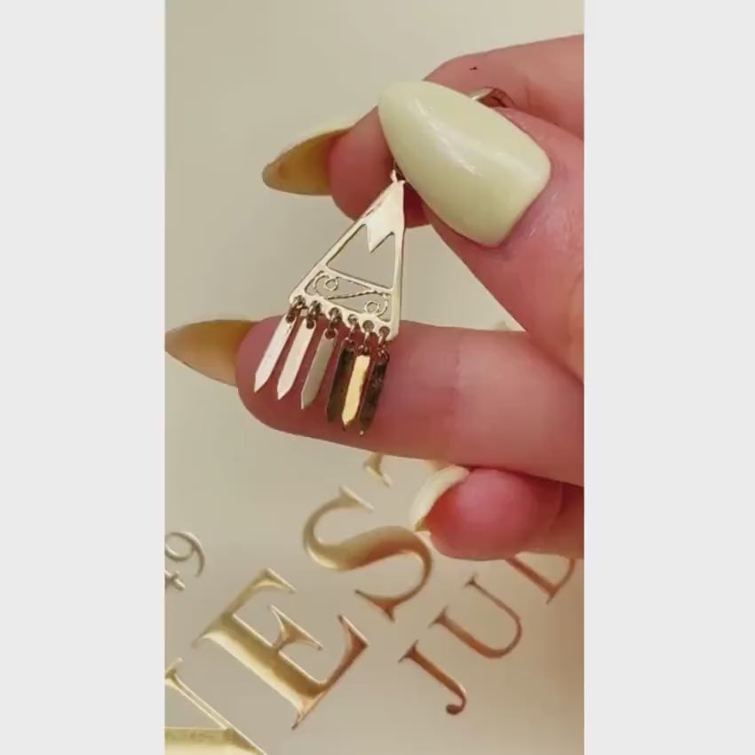 Load video: 14K Gold Filigree Fringe Earrings — Handcrafted Minimalist Boho Chic Jewelry from Israel