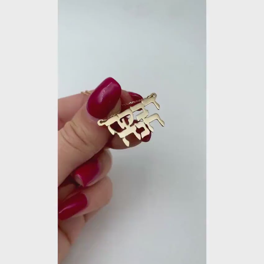 Load video: 14k Gold Two Name Necklace Double Thickness
