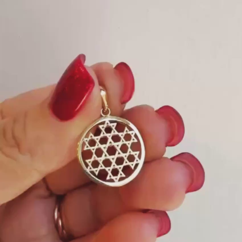 Load video: Star of David Medallion Pendant in 14K Gold