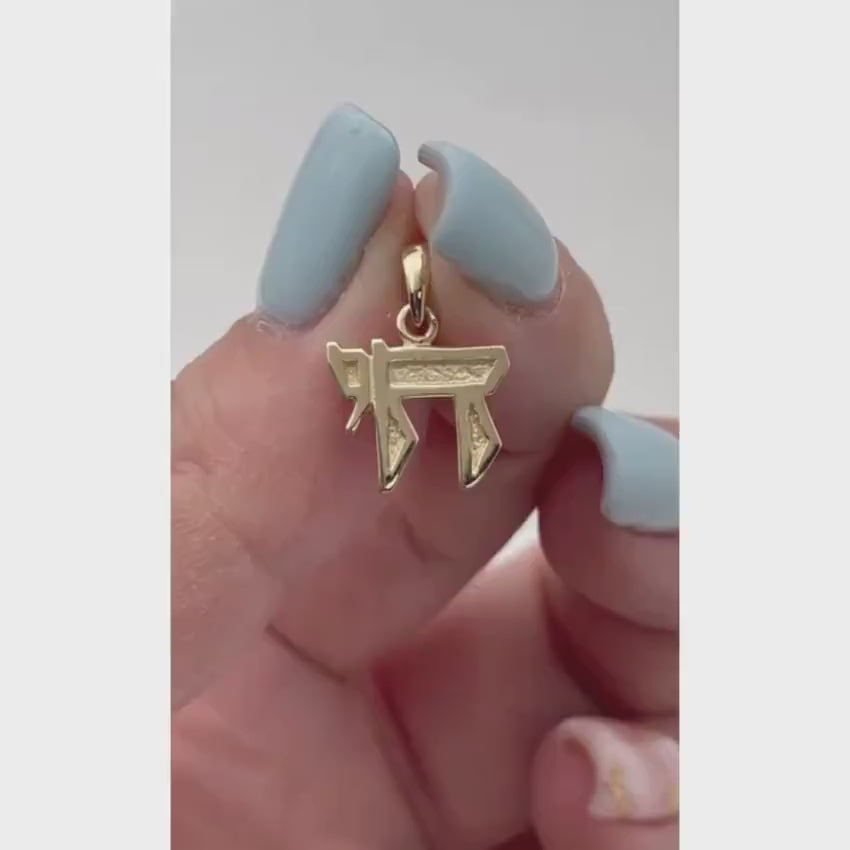 Load video: 14K Gold Outlined Mini Chai Pendant