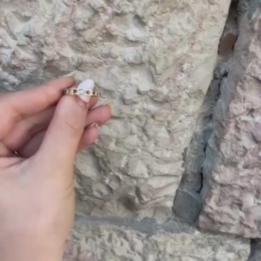 Load video: Kabbalah Ring with 12 Hoshen Gems - 14K Yellow Gold