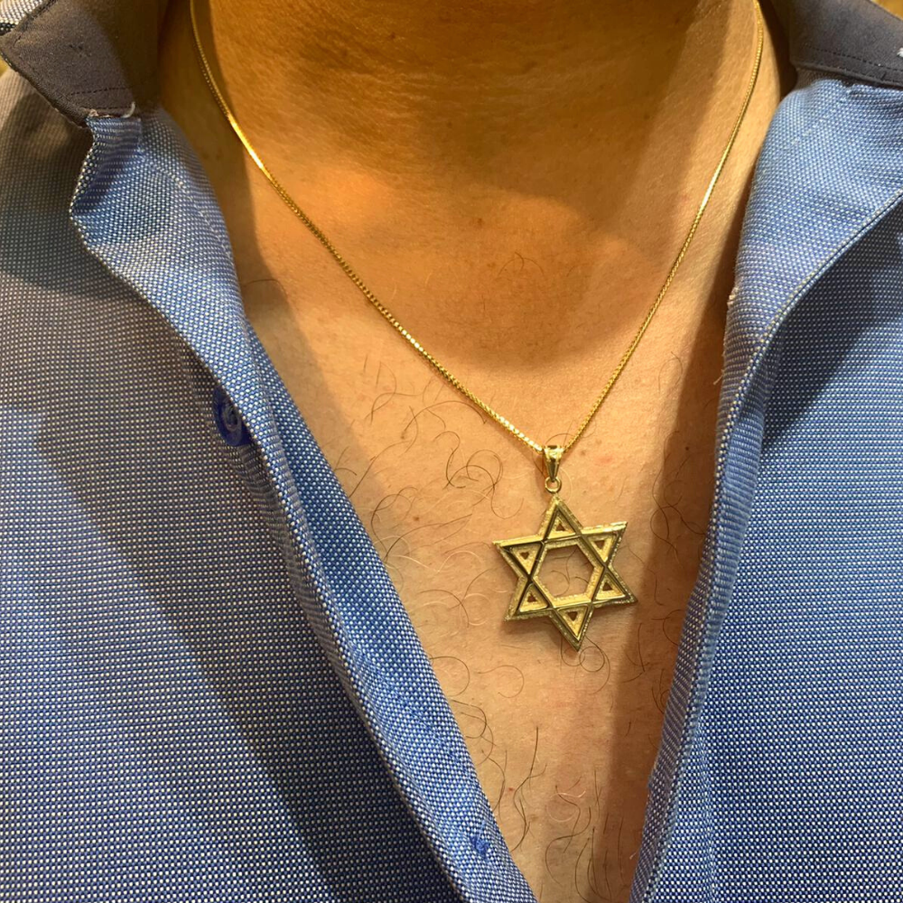 Star of David Dual Layer 14k Pendant Yellow Gold