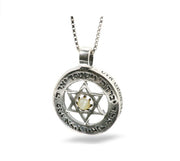 Priestly Blessing Silver Star of David Pendant with Cat's Eye Stone