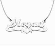 Silver Underline Middle Heart Script Name Necklace