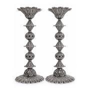 Sterling Silver Tall Flower Filigree Candlesticks