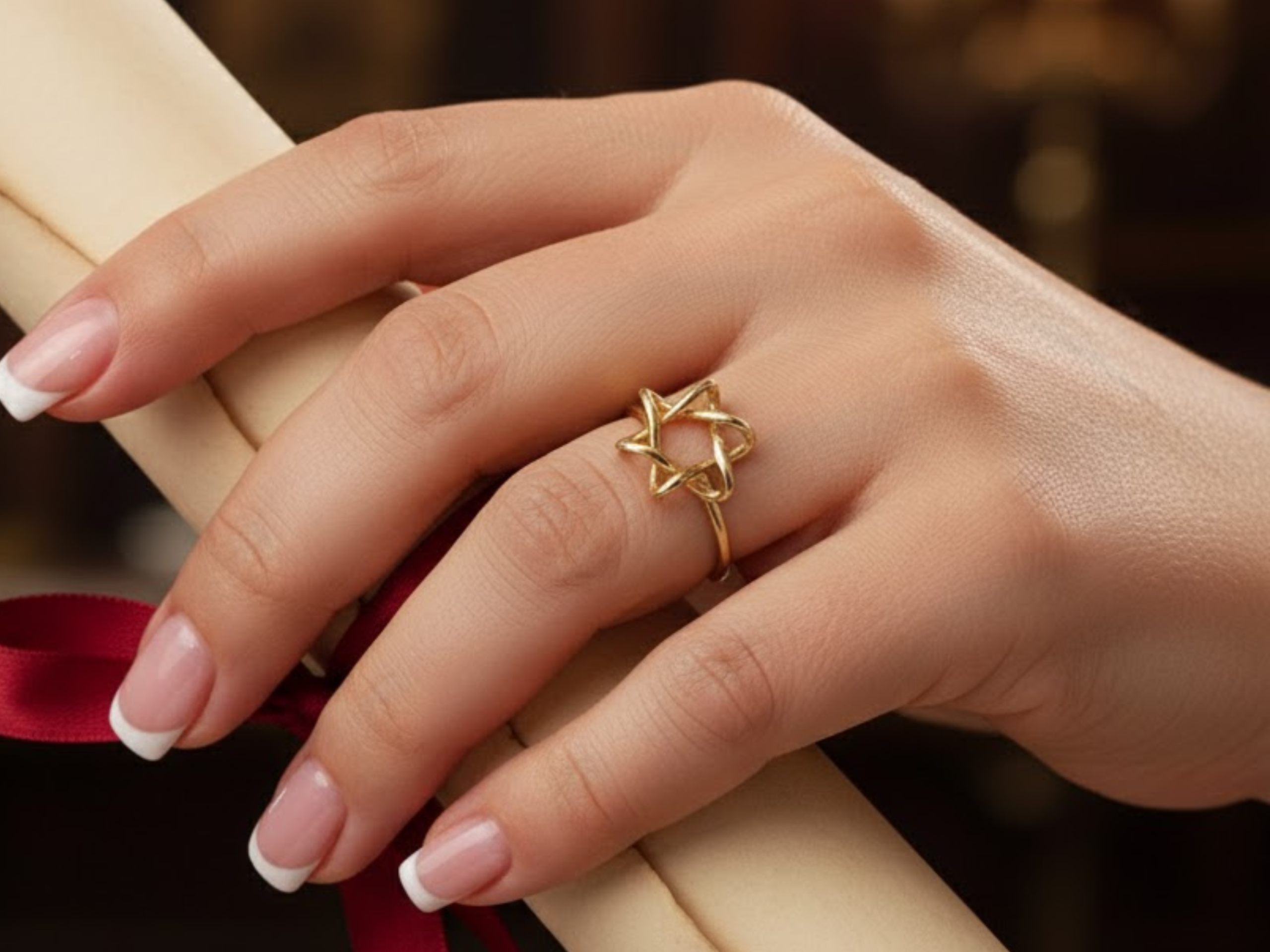 Minimalist Star of David Ring in 14K Yellow Gold