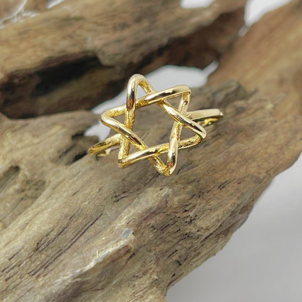 Minimalist Star of David Ring in 14K Yellow Gold