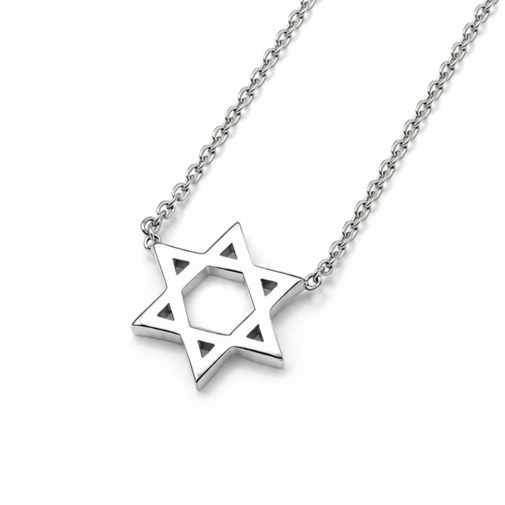 Star of David Linked Necklace in 14K Gold - Petite