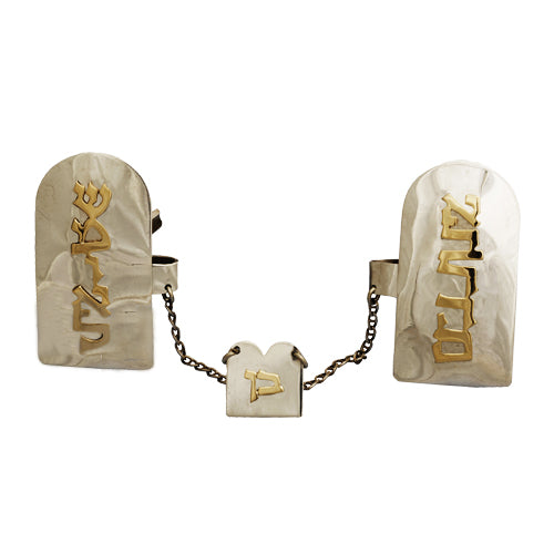 Ten Commandments Silver and Gold Name Talit Clip