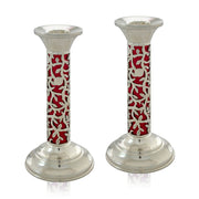 Tova Small Red Floral Candlesticks