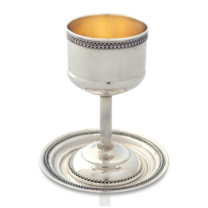 Kiddush Cup - Classic Sterling Silver and Plate Set
