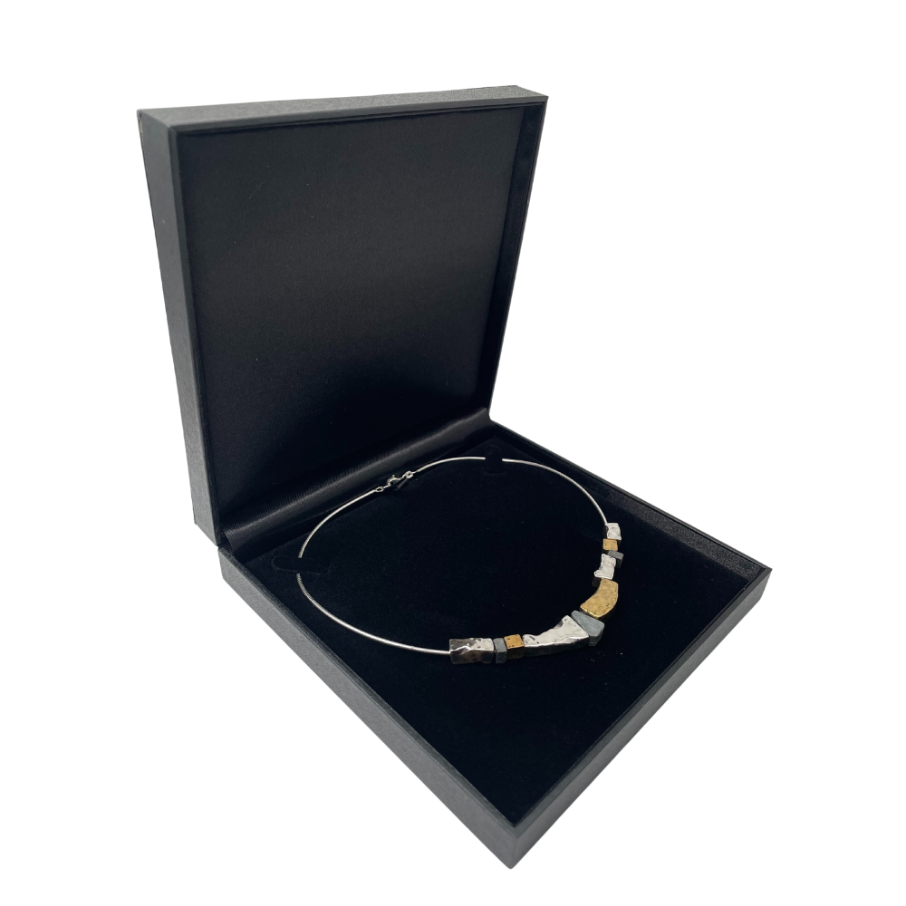 Hammered Silver and Gold Plated Taper Israeli Necklace