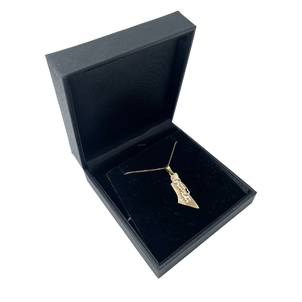 Map Of Israel Name Pendant in 14k Gold