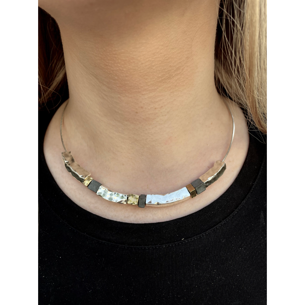 Silver and Gold Plated Pipe Necklace - Electroforming